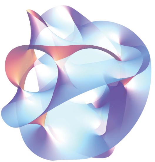 3-D projection of a multi-dimensional Calabi-Yao manifold - click for larger version