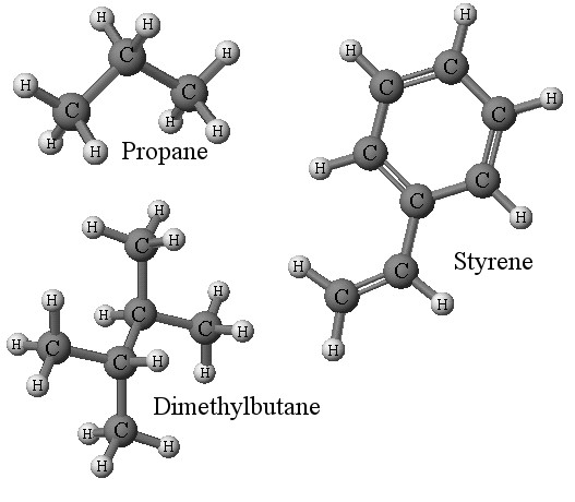 Examples of organic molecules - click for larger version