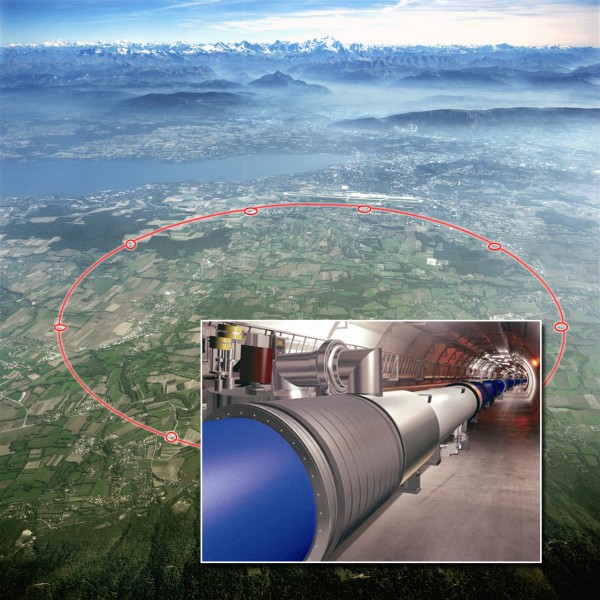 The Large Hadron Collider at CERN, Switzerland, uses extremely high energy to create particles of mass - click for larger version